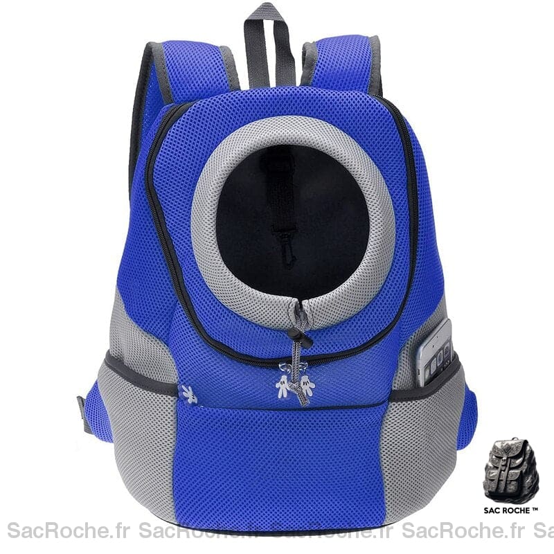 Sac à dos de promenade à double épaule pour chien - Bleu, M - Chat Chien
