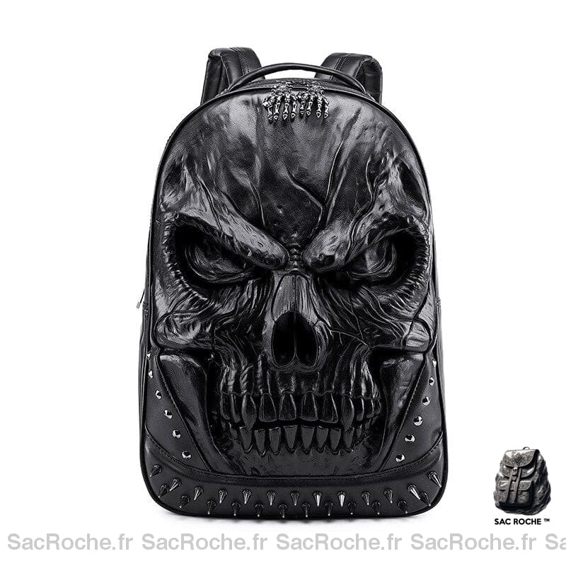 Sac à dos en cuir épais motif crâne - Noir - Sac à dos Sac à dos pour ordinateur portable