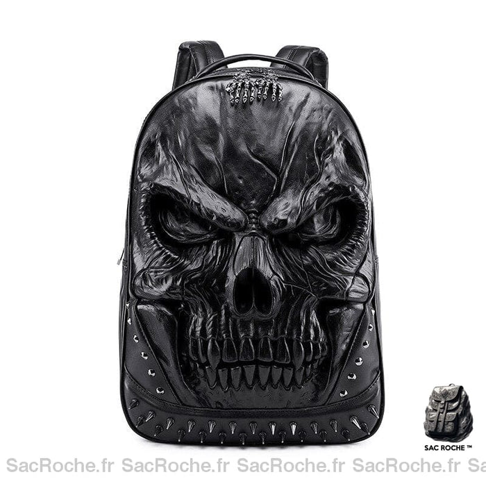 Sac à dos en cuir épais motif crâne - Noir - Sac à dos Sac à dos pour ordinateur portable