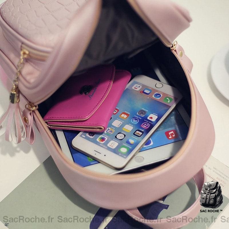 Sac À Dos Croco Cuir Pu Femme