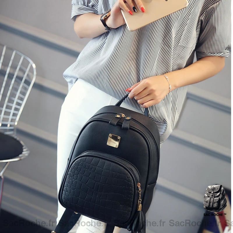 Sac À Dos Croco Cuir Pu Femme