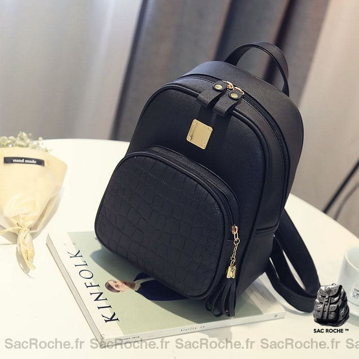 Sac À Dos Croco Cuir Pu Femme