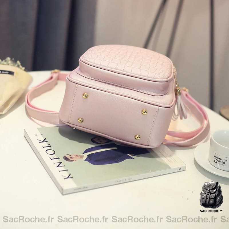 Sac À Dos Croco Cuir Pu Femme