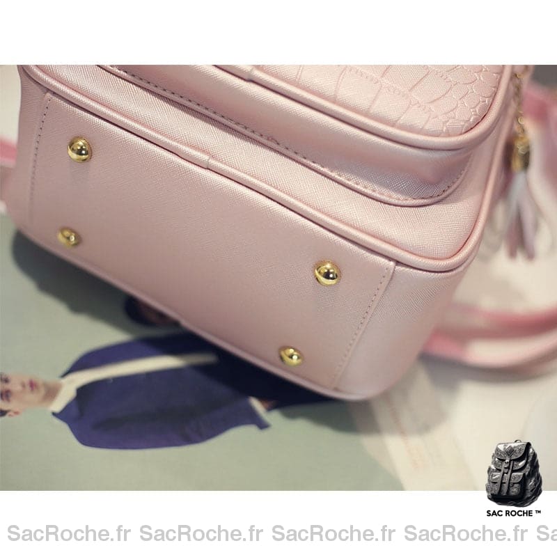 Sac À Dos Croco Cuir Pu Femme