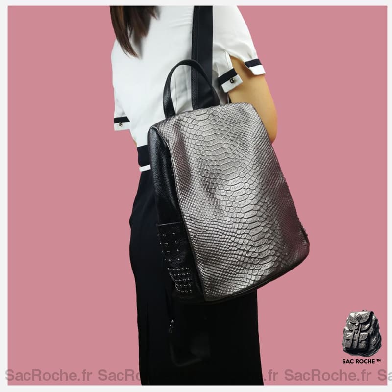 Sac À Dos Croco Élégant Femme