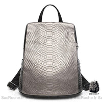 Sac à dos croco élégant femme - modèle Gris - Sac Roche ™