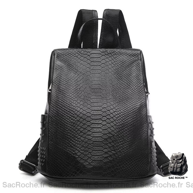 Sac à dos élégant motif croco pour femme noir très tendance