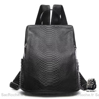 Sac à dos croco élégant femme - modèle Noir - Sac Roche ™