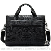 Sac à dos crocodile cuir 14'' - modèle Noir - Sac Roche ™