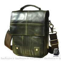 Sac à dos cuir bandoulière - modèle Vert - Sac Roche ™