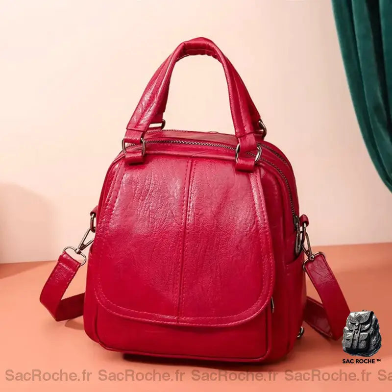 Sac À Dos Cuir Chic Femme Rouge Sac