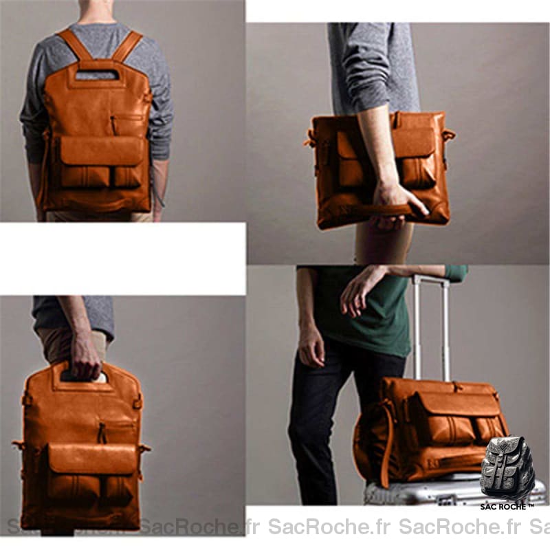 Sac À Dos Cuir Design Cartable Homme
