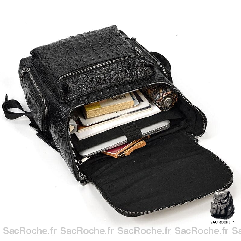 Sac À Dos Cuir Effet Alligator Femme