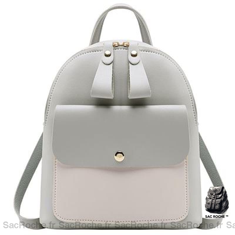 Sac À Dos Cuir Femme Élégant Gris Petit