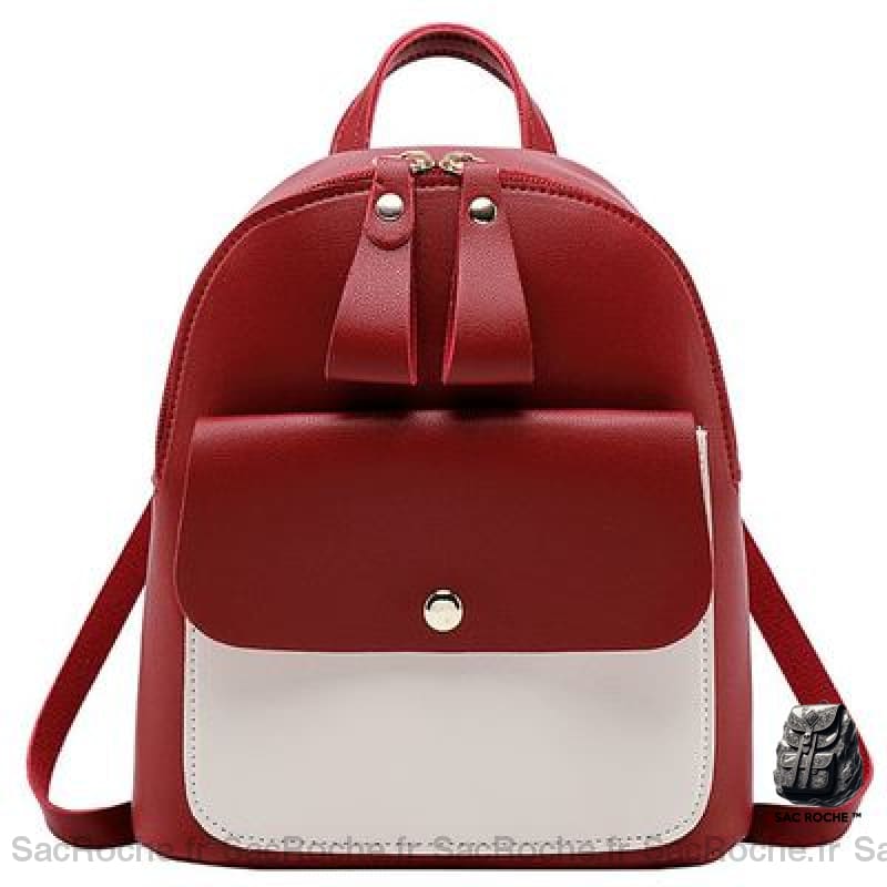 Sac À Dos Cuir Femme Élégant Rouge Petit