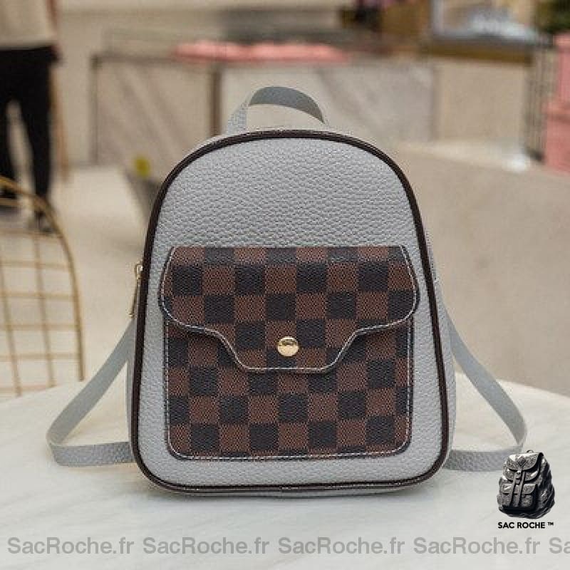 Sac À Dos Cuir Femme Gris Petit