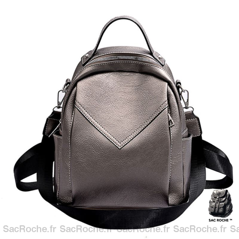 Sac À Dos Cuir Femme - Minimaliste Grande Capacité Gris Sac A Dos Femme