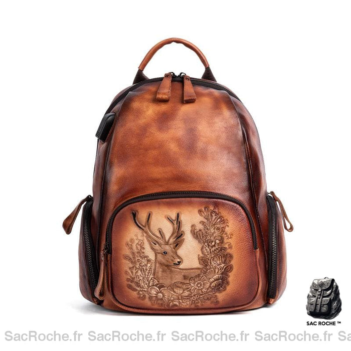 Sac À Dos Cuir Femme Petit. Marron / 29X32X18Cm Petit Dos Femme