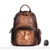 Sac à dos cuir femme, petit. - modèle Marron foncé / 29x32x18cm - Sac Roche ™