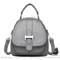 Sac à dos cuir femme poches mini - modèle Gris - Sac Roche ™