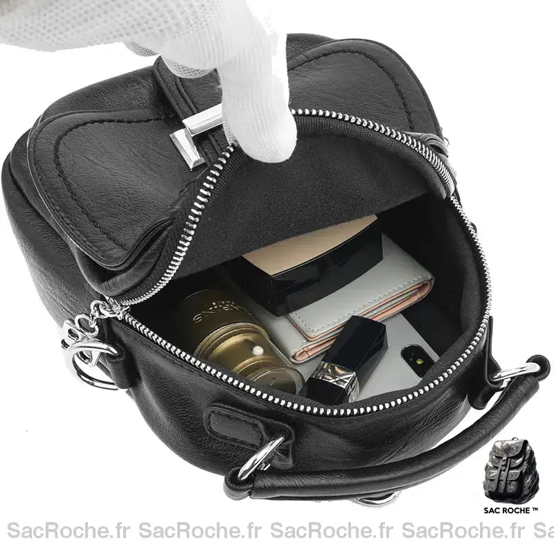 Sac À Dos Cuir Femme Poches Mini Petit Dos Femme