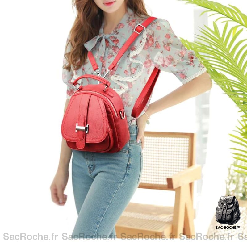 Sac À Dos Cuir Femme Poches Mini Petit Dos Femme