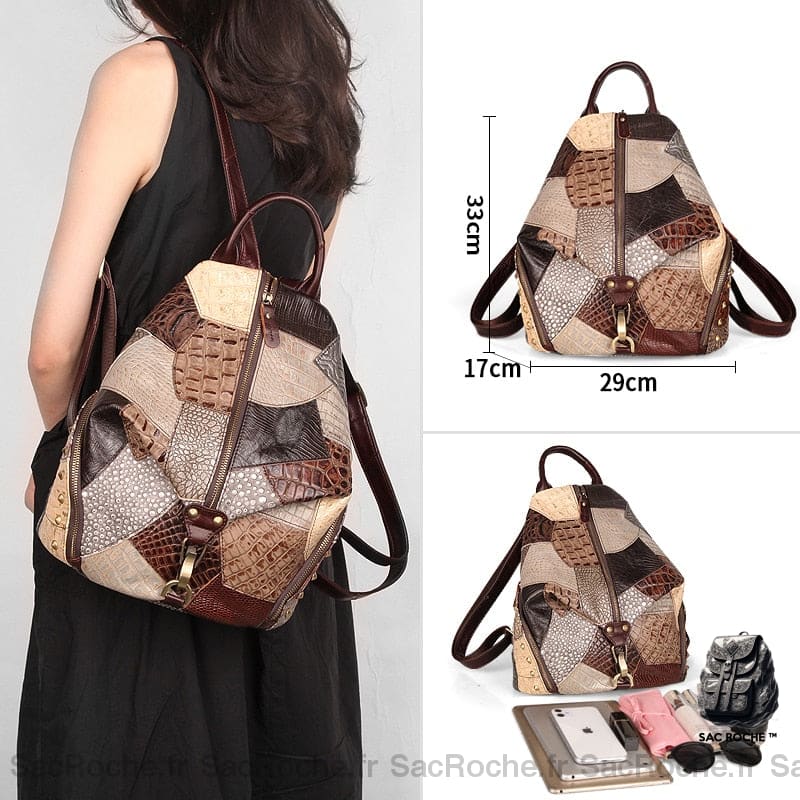 Sac À Dos Cuir Femme Rétro