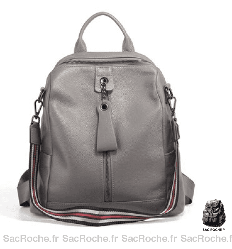 Sac à dos femme grande capacité en cuir - Gris - Sac à main Cuir