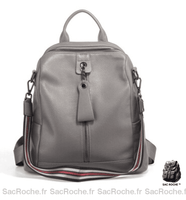 Sac à dos cuir femme spacieux - modèle Gris - Sac Roche ™