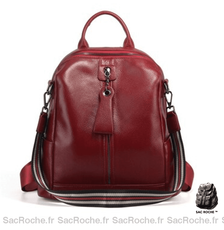 Sac à dos femme grande capacité en cuir - Rouge - Sac à main Cuir