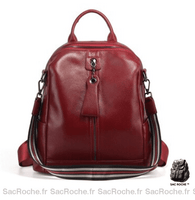 Sac à dos cuir femme spacieux - modèle Rouge - Sac Roche ™