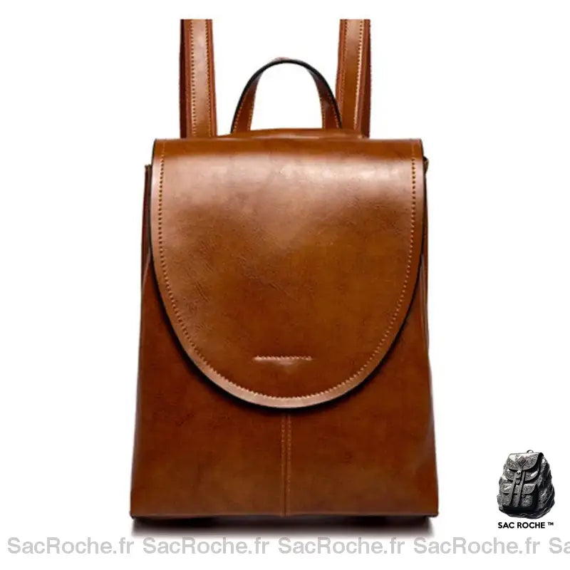 Sac À Dos Cuir Femme Tendance Brun Sac