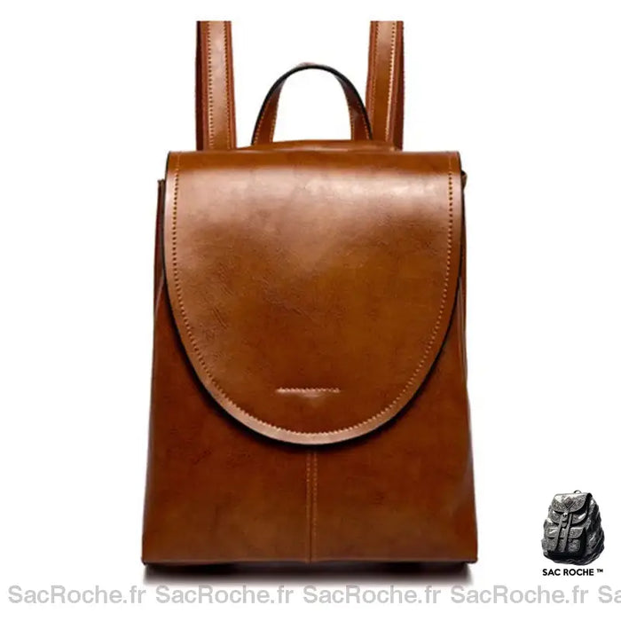 Sac À Dos Cuir Femme Tendance Brun Sac