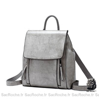 Sac à dos cuir femmes bandoulière - modèle Gris - Sac Roche ™