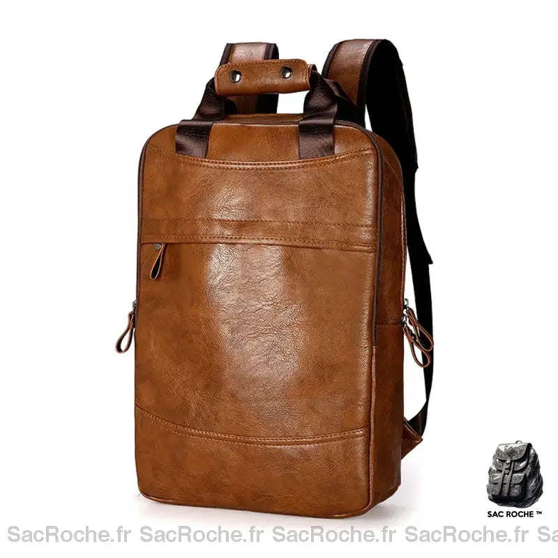 Sac À Dos Cuir Homme Brun Sac
