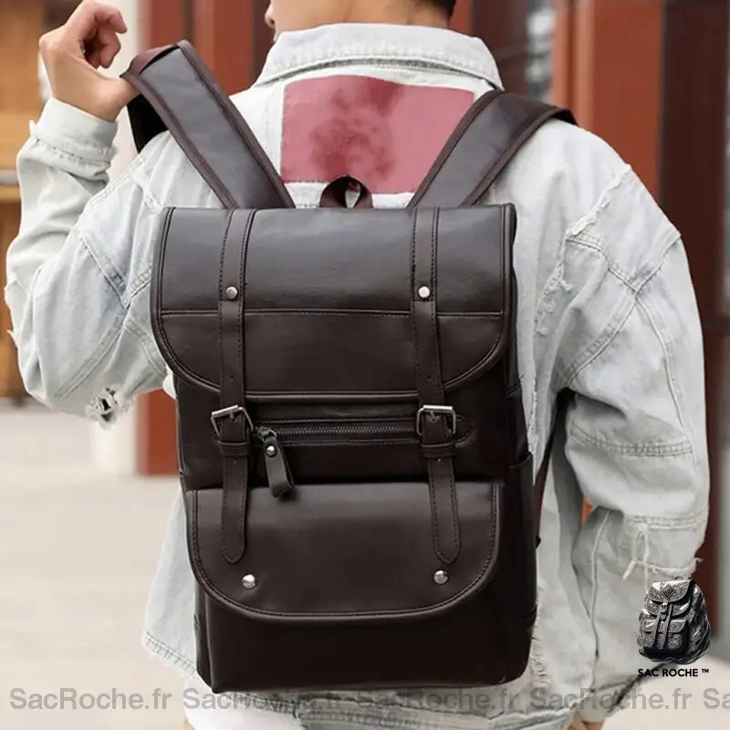 Sac À Dos Cuir Homme Café Sac