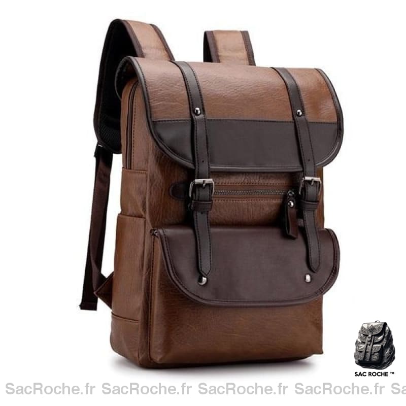 Sac À Dos Cuir Homme Compact Marron