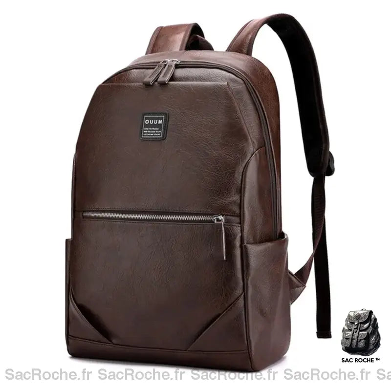 Sac À Dos Cuir Homme Élégant Marron Sac