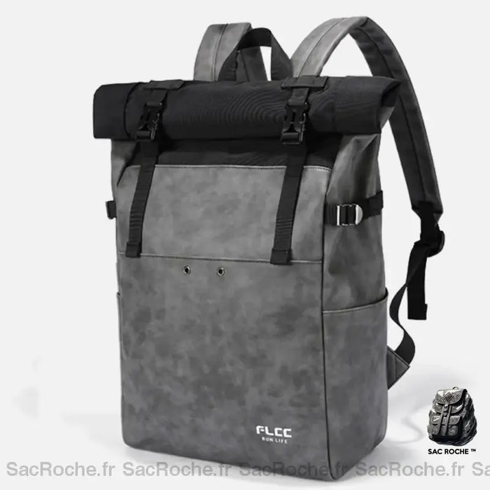 Sac À Dos Cuir Homme Moderne Gris Sac En