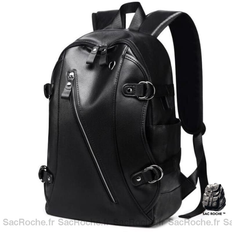 Sac À Dos Cuir Homme Noir Noir Sac