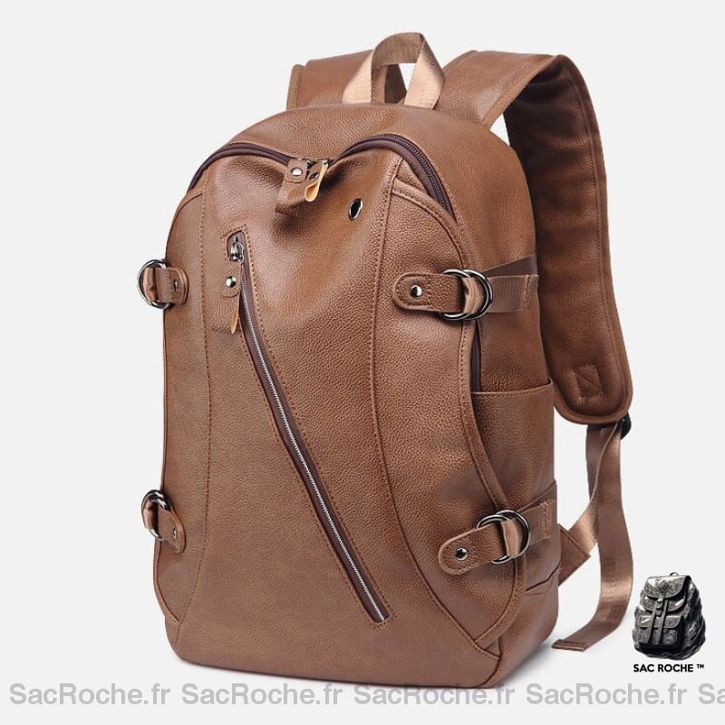 Sac À Dos Cuir Homme Noir Marron Foncé Sac