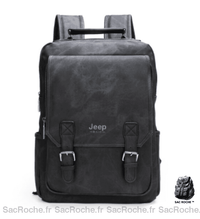 Sac à dos design en cuir pour homme - Noir - Jeep Sac à dos scolaire