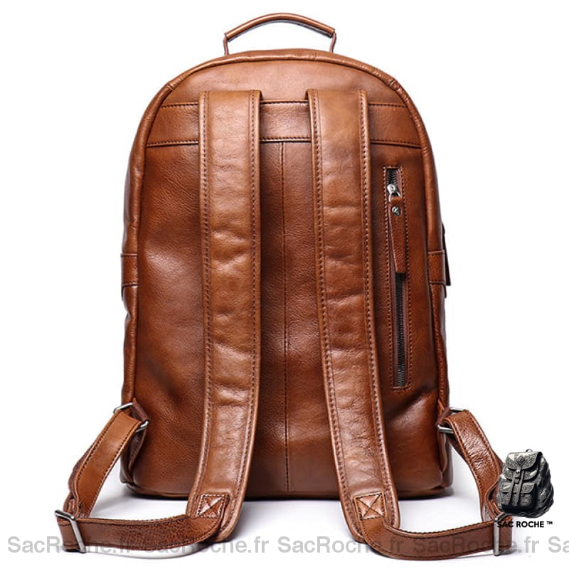 Sac À Dos Cuir Marron/Noir - Classique Homme Dos En Cuir