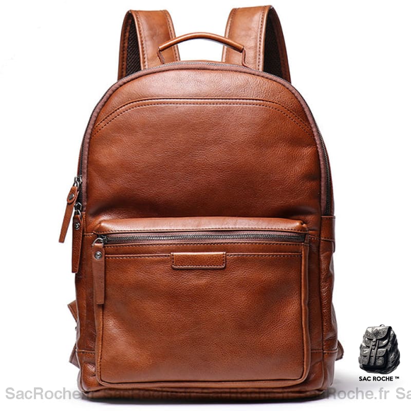 Sac À Dos Cuir Marron/Noir - Classique Homme Dos En Cuir