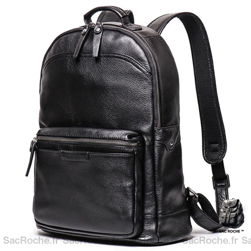 Sac À Dos Cuir Marron/Noir - Classique Homme Noir Dos En Cuir