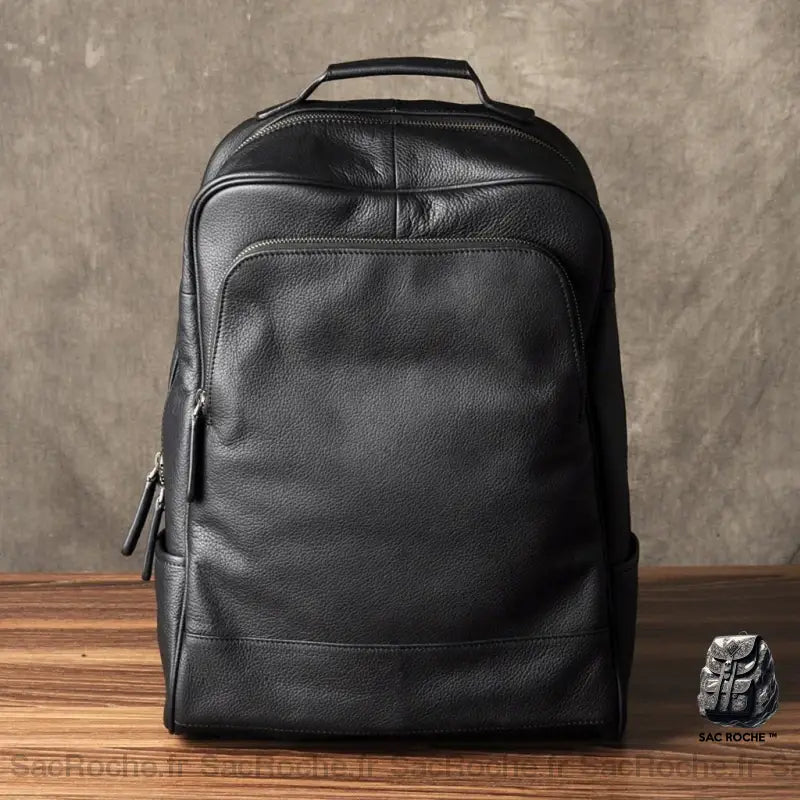 Sac À Dos Cuir Noir Authentique Noir Sac Homme