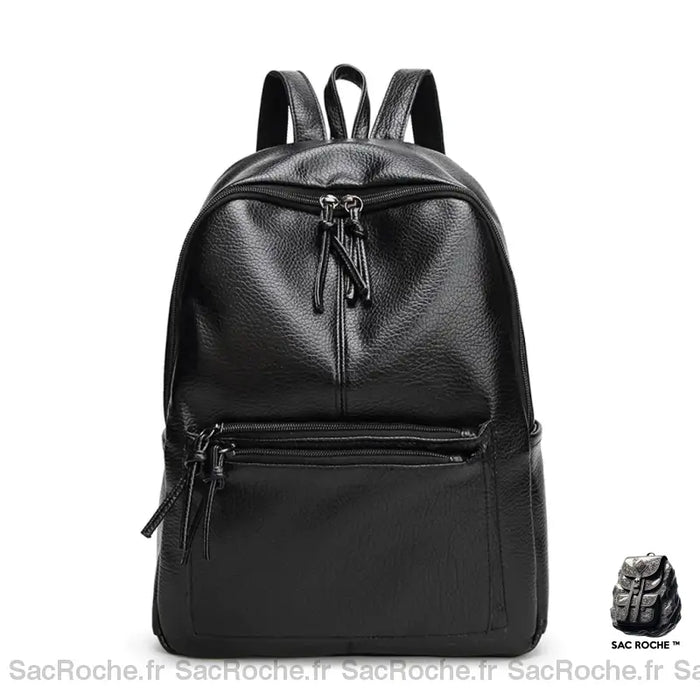 Sac À Dos Cuir Noir Femme Noir Sac