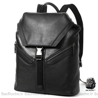 Sac à Dos Cuir Noir Serrage Homme - Sac Roche ™