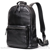 Sac à Dos Cuir Noir/Marron - Classique Homme - Sac Roche ™