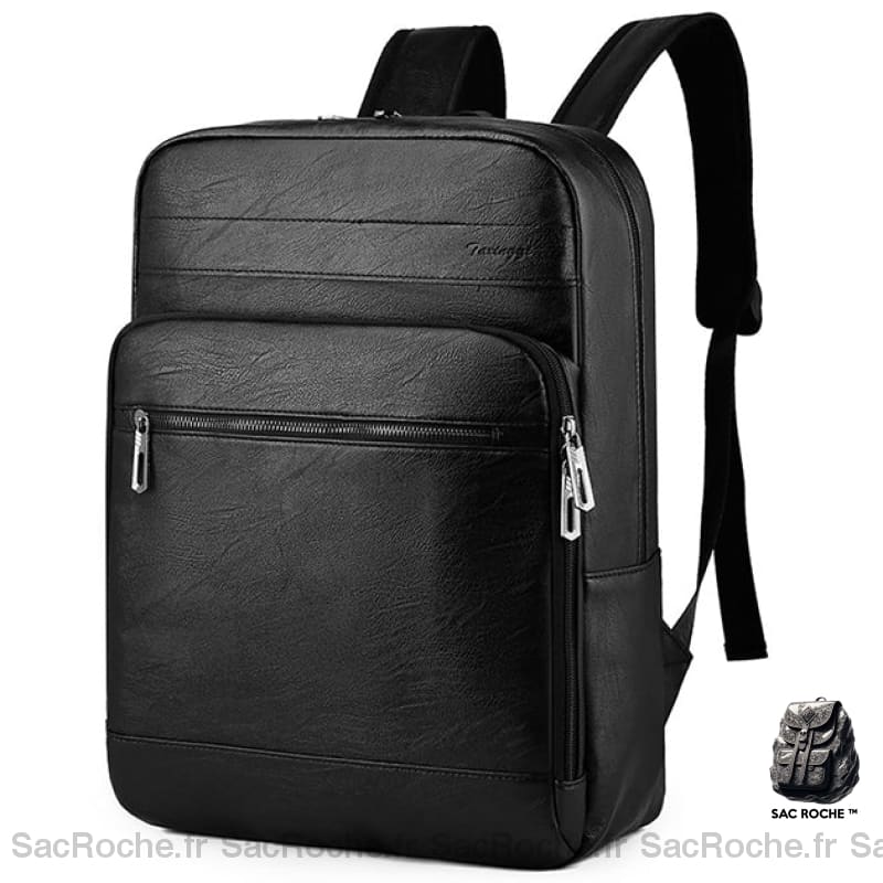 Sac À Dos Cuir Portable Rétro Homme Noir Sac A Ordinateur